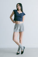 Aim Higher Club Essential V Neck Crop Tee/ Navy