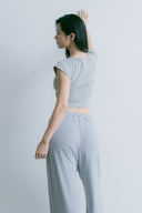Aim Higher Club Essential V Neck Crop Tee/ Flecking Grey