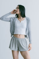 Aim Higher Club Essential Hooded Zip-Up Merino Cardigan/ Flecking Grey