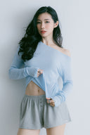 Aim Higher Club Essential Drop Shoulder Tencel™ Soft Top / Flecking Baby Blue