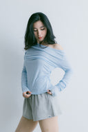 Aim Higher Club Essential Drop Shoulder Tencel™ Soft Top / Flecking Baby Blue