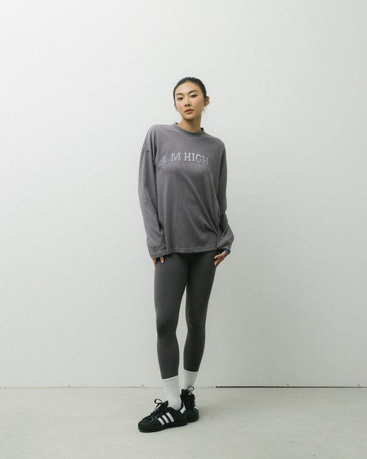 Aim Higher Club College Unisex Long Tee/ Grey