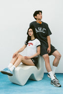 Aim Higher Club Unisex College Tee/ Washed Charcoal