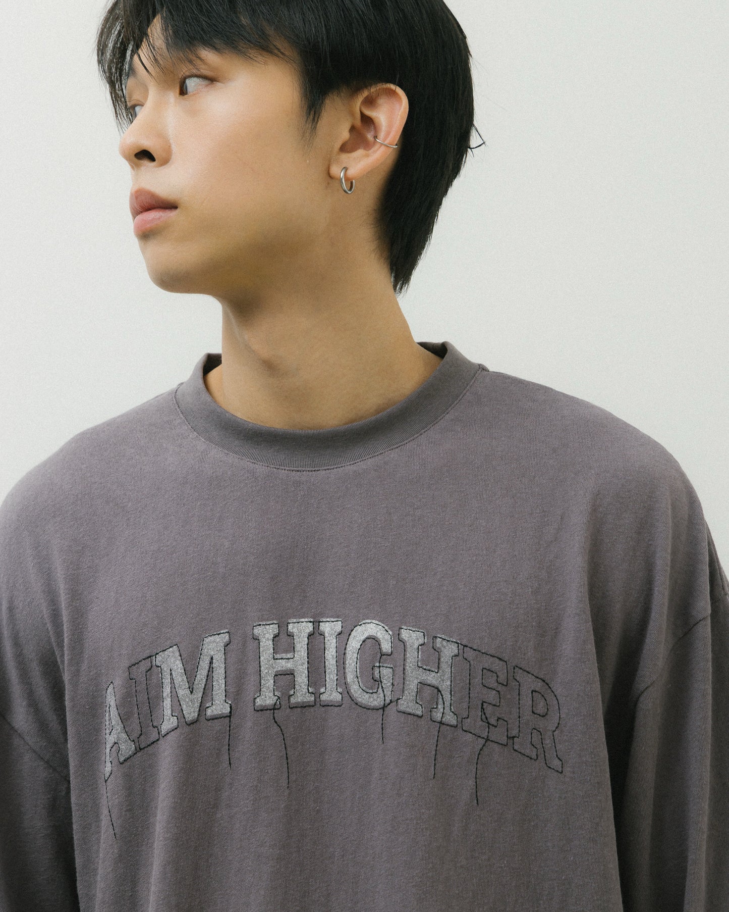 Aim Higher Club College Unisex Long Tee/ Grey