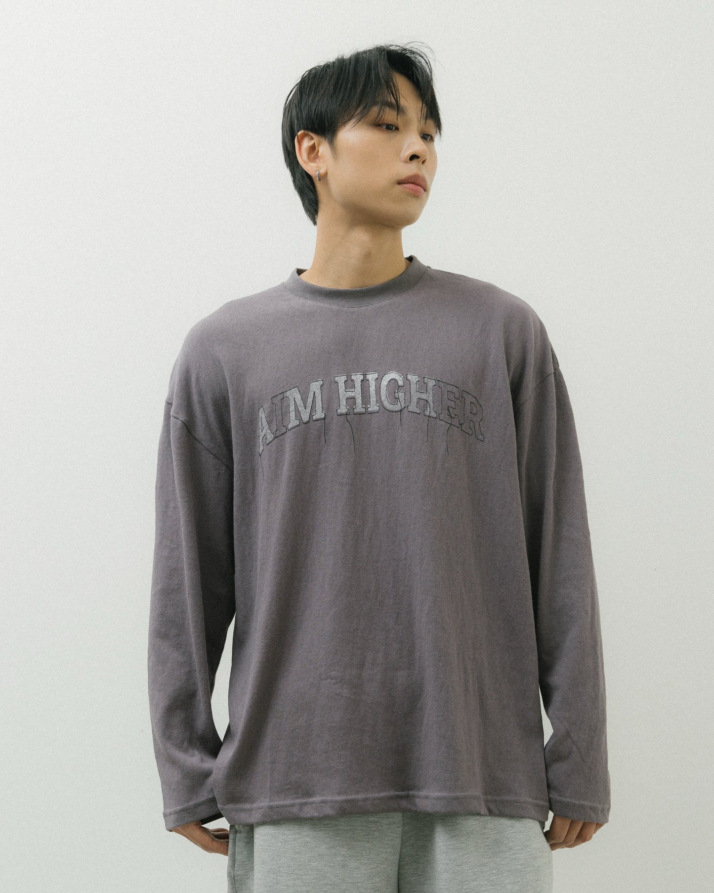 Aim Higher Club College Unisex Long Tee/ Grey