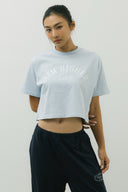 Aim Higher Club Core Basic Crop Tee/ Grey Baby Blue