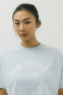 Aim Higher Club Core Basic Crop Tee/ Grey Baby Blue