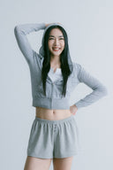 Aim Higher Club Essential Hooded Zip-Up Merino Cardigan/ Flecking Grey