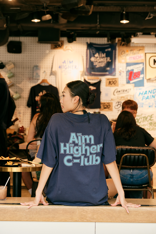 Aim Higher Club Unisex Logo Tee/ Navy