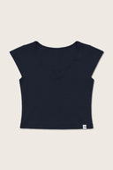 Aim Higher Club Essential V Neck Crop Tee/ Navy