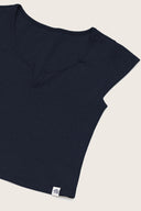 Aim Higher Club Essential V Neck Crop Tee/ Navy