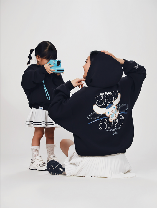 Aim Higher Club ♥ Cinnamoroll Kids Aim High Stay Soft Cloud Touch Zip Up Hoodie/ Navy