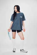 Aim Higher Club ♥ Cinnamoroll Unisex Monogram Patch Classic Logo Tee/ Washed Grey Blue
