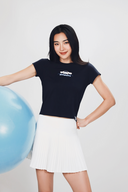 Aim Higher Club ♥ Cinnamoroll On The Bar Embroidery Women Fitted Tee /Navy