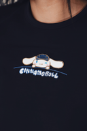 Aim Higher Club ♥ Cinnamoroll On The Bar Embroidery Women Fitted Tee /Navy
