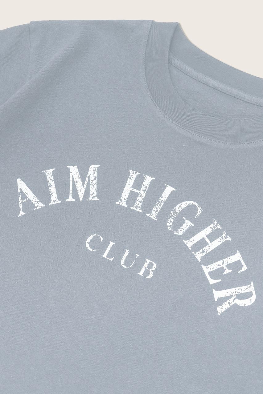 Aim Higher Club Basic Crop Tee/ Grey Baby Blue