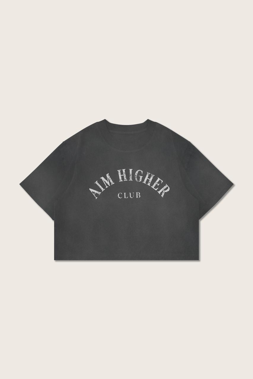 Aim Higher Club Basic Crop Tee/ Washed Charcoal