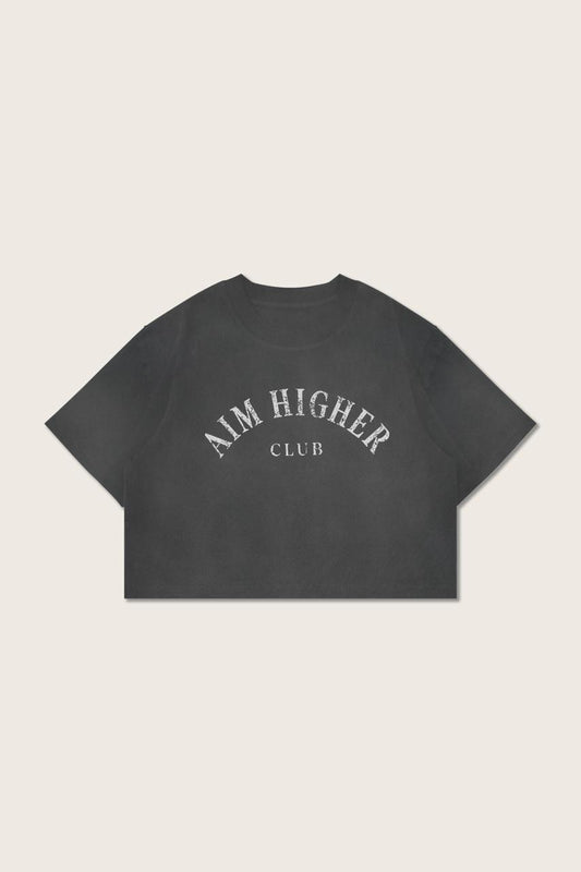 Aim Higher Club Basic Crop Tee/ Washed Charcoal