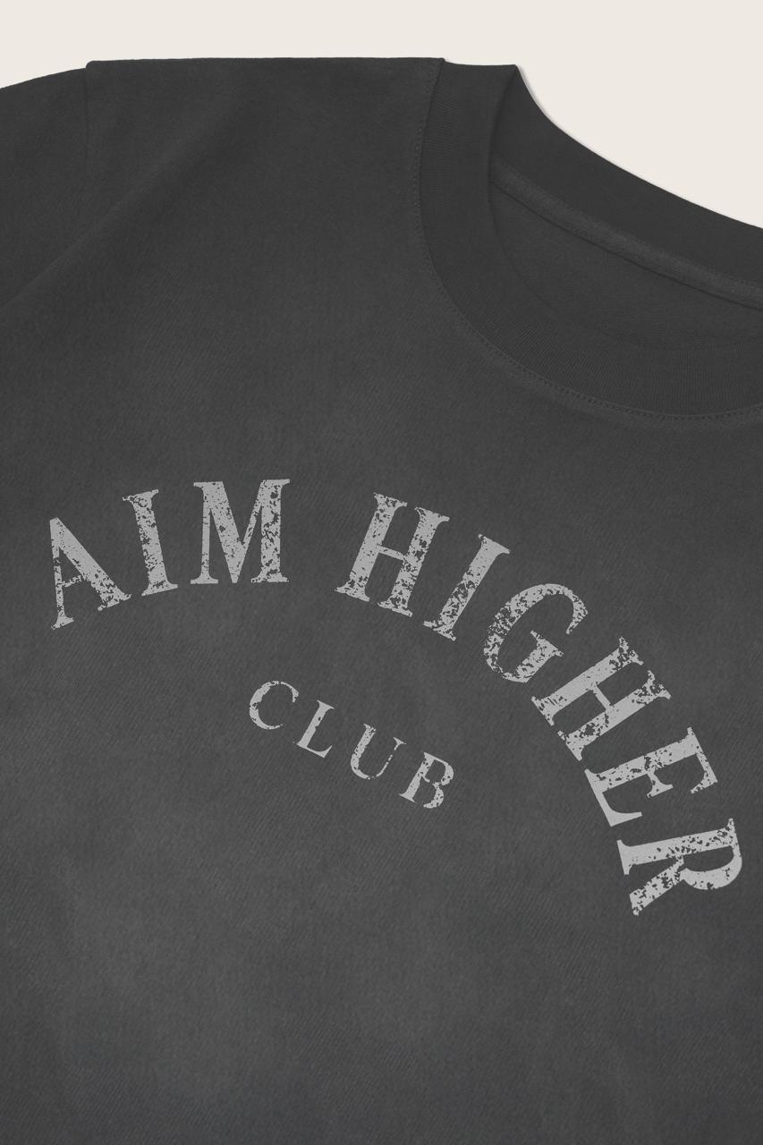 Aim Higher Club Basic Crop Tee/ Washed Charcoal