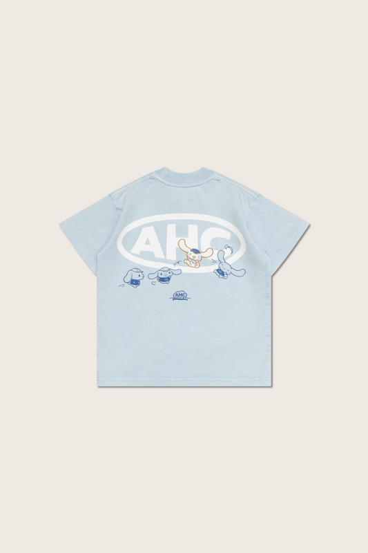 Aim Higher Club ♥ Cinnamoroll Kids Jumping on the Cloud Unisex Tee/ Washed Baby Blue