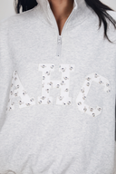 Aim Higher Club ♥ Cinnamoroll Monogram College Patch Half Zip Sweater/ Light Flecking Grey
