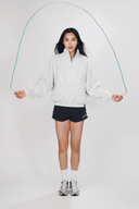 Aim Higher Club ♥ Cinnamoroll Monogram College Patch Half Zip Sweater/ Light Flecking Grey