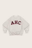 Aim Higher Club Unisex Terry Patch College Crewneck Sweatshirt/ Oat-Navy-Red