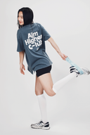 Aim Higher Club ♥ Cinnamoroll Unisex Monogram Patch Classic Logo Tee/ Washed Grey Blue