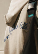 Aim Higher Club Unisex Raised Embroidery Zip Up Hoodie/ Oat-Ribbon Blue