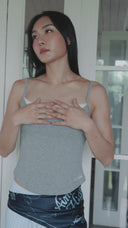 Aim Higher Club Core Layered Camisole/ Grey-Off White
