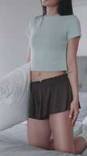 Aim Higher Club Core Flare Ruffle Shorts/ Chocolate