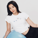 Aim Higher Club ♥ Cinnamoroll Jumping on the Cloud Embroidery Fitted Tee/ White