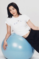 Aim Higher Club ♥ Cinnamoroll Jumping on the Cloud Embroidery Fitted Tee/ White